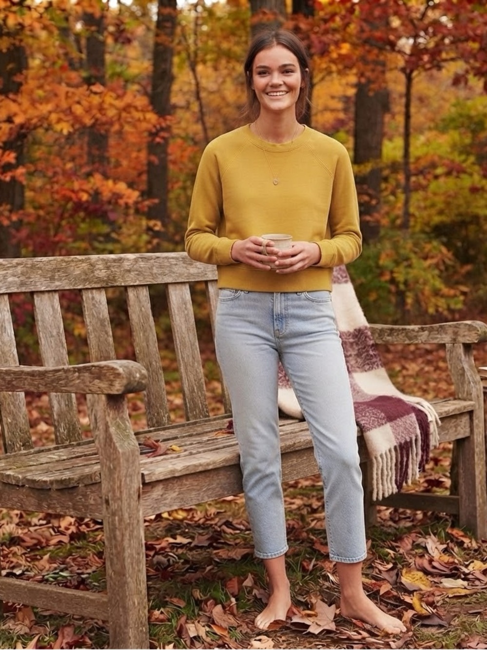 Anthropologie 100%Cotton Crewneck Sweatshirt -Mustard